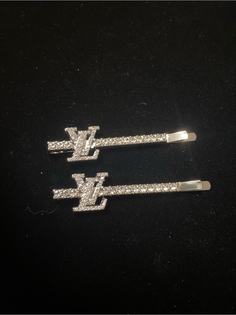 L0UIS VUITT0N CRYSTAL SILVER-TONE HAIR PINS LOT OF 2